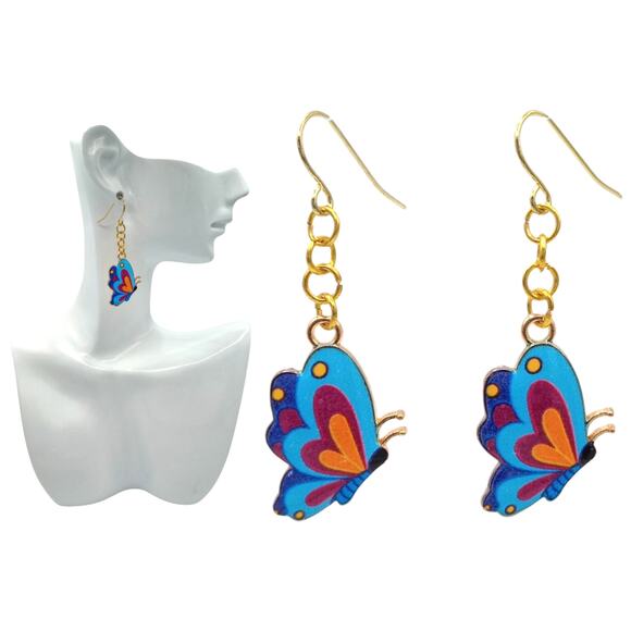 Whimsical Butterfly Dangle Earrings – Boho Festival Everyday Jewelry - Picture 3 of 4